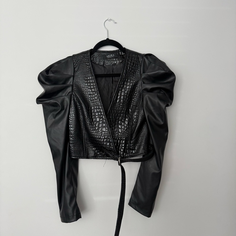 AKIRA Black Textured Faux Leather Jacket